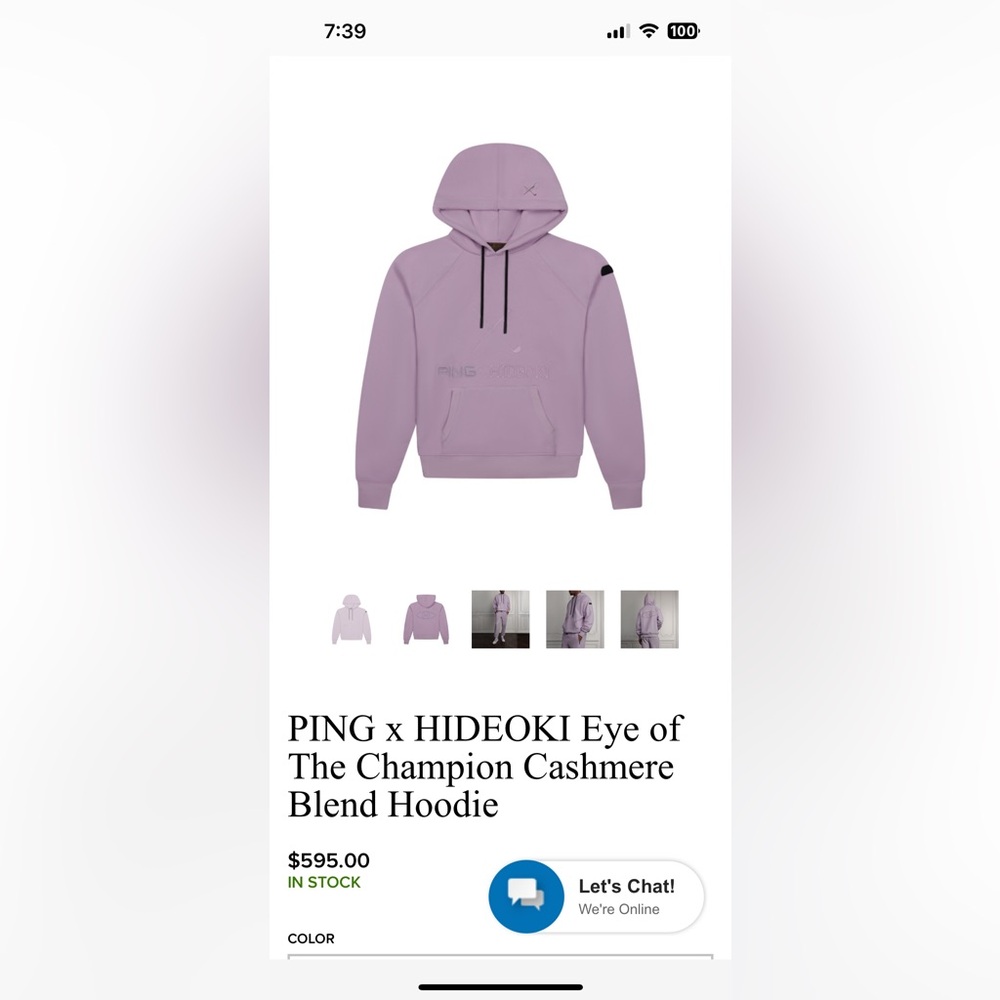 PING x HIDEOKI
Eye of the champion cashmere blend hoodie.